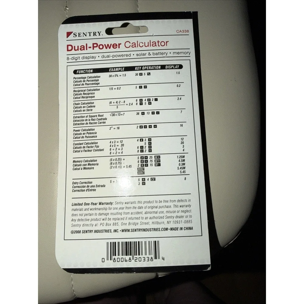 SENTRY Dual-Power Calculator CA338 - BRAND NEW